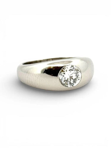 Bague 54 Cartier - Bague jonc anglais en or blanc 18 carats et diamant 58 Facettes