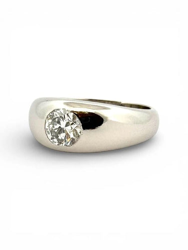 Bague 54 Cartier - Bague jonc anglais en or blanc 18 carats et diamant 58 Facettes