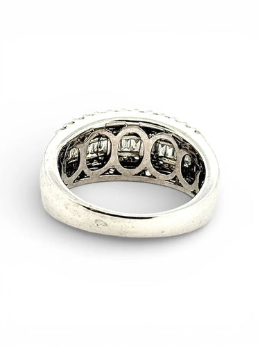Bague 54 Bague bandeau en or blanc 18 carats et diamants 58 Facettes