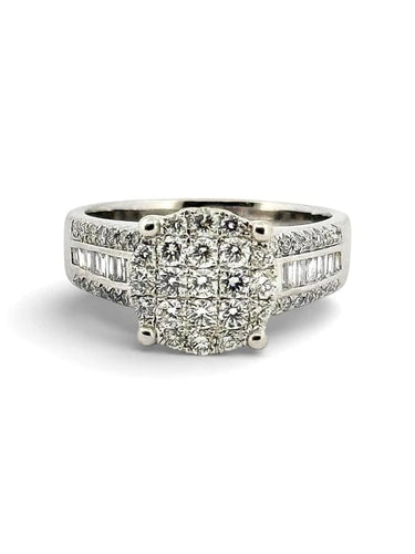 Bague 49 Bague en or blanc 18 carats sertie de diamants 58 Facettes