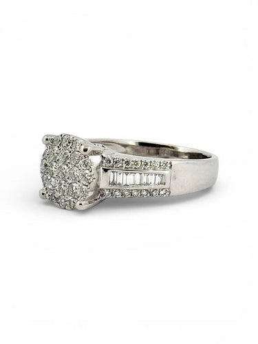 Bague 49 Bague en or blanc 18 carats sertie de diamants 58 Facettes