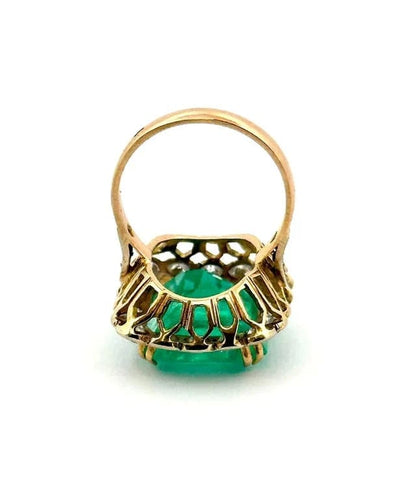 Bague 53 Bague en or jaune 18 carats, émeraude et diamants 58 Facettes