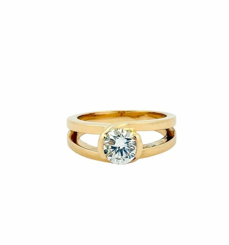 Bague 51 Solitaire - Bague en or jaune 18 carats et diamant 58 Facettes