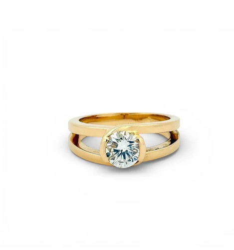 Bague 51 Solitaire - Bague en or jaune 18 carats et diamant 58 Facettes