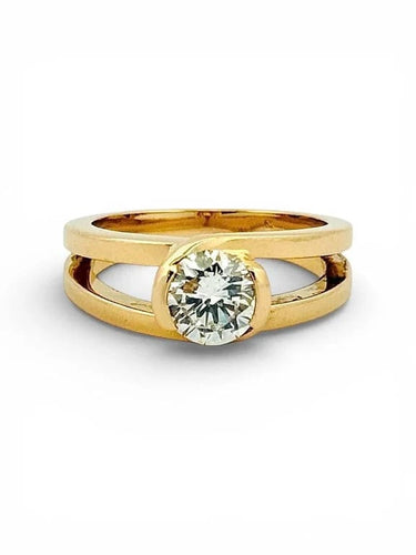 Bague 51 Solitaire - Bague en or jaune 18 carats et diamant 58 Facettes