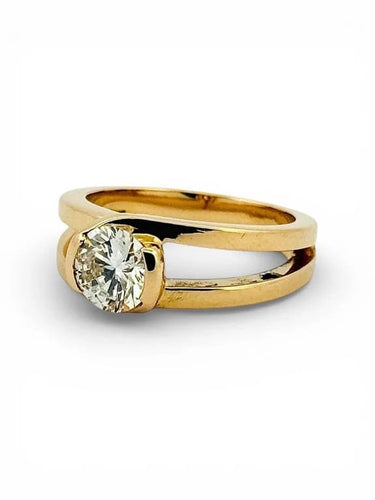 Bague 51 Solitaire - Bague en or jaune 18 carats et diamant 58 Facettes