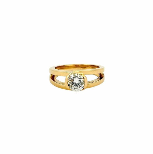 Bague 51 Solitaire - Bague en or jaune 18 carats et diamant 58 Facettes