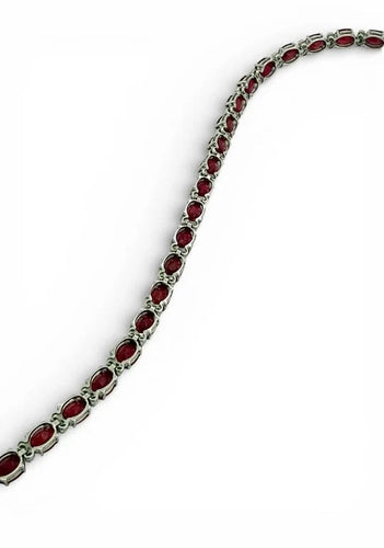 Bracelet Bracelet en or blanc 18 carats avec rubis et diamants 58 Facettes