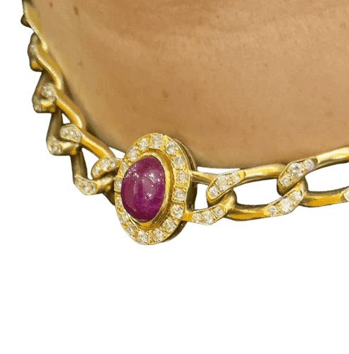 Collier Cartier vintage - Collier ras-de-cou en or jaune 18 carats, diamants et rubis 58 Facettes