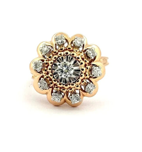 Bague 54 Bague marguerite ancienne en or et diamants naturels 58 Facettes