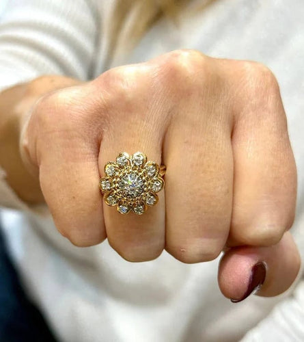 Bague 54 Bague marguerite ancienne en or et diamants naturels 58 Facettes