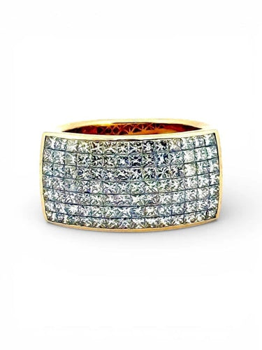 Bague 53 Bague en or jaune 18 carats sertie de diamants taille princesse 58 Facettes