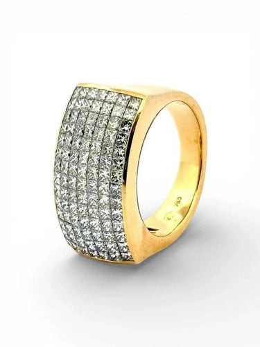 Bague 53 Bague en or jaune 18 carats sertie de diamants taille princesse 58 Facettes