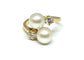Bague 59 Bague toi et moi en or jaune 18 carats, perles et diamants 58 Facettes