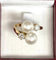 Bague 59 Bague toi et moi en or jaune 18 carats, perles et diamants 58 Facettes