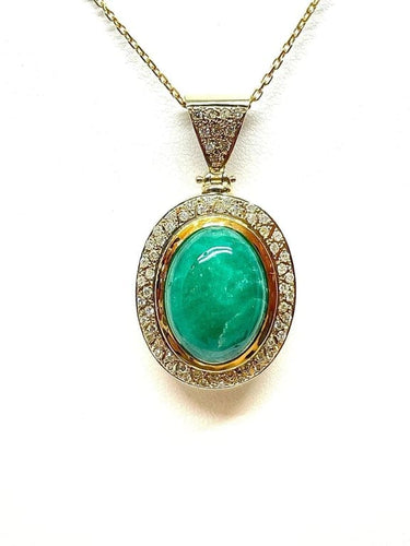 Collier Chaîne et pendentif - Collier en or jaune 18 carats, jade vert et diamants 58 Facettes