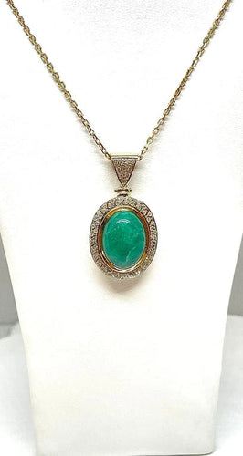 Collier Chaîne et pendentif - Collier en or jaune 18 carats, jade vert et diamants 58 Facettes