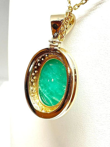 Collier Chaîne et pendentif - Collier en or jaune 18 carats, jade vert et diamants 58 Facettes