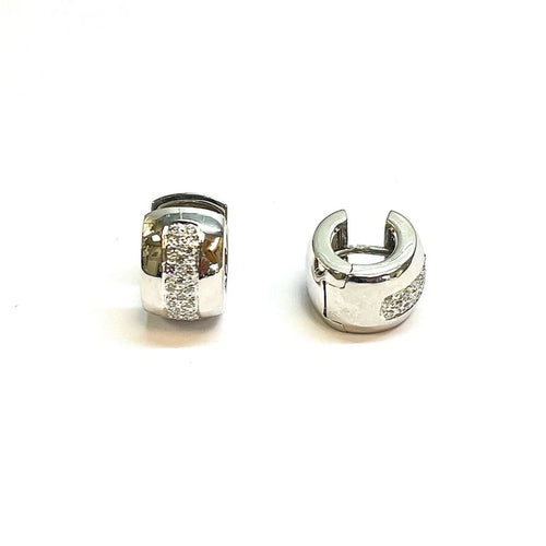 Boucles d'oreilles Boucles d’oreilles mini-créoles en or blanc 18 carats et diamants 58 Facettes