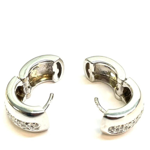 Boucles d'oreilles Boucles d’oreilles mini-créoles en or blanc 18 carats et diamants 58 Facettes