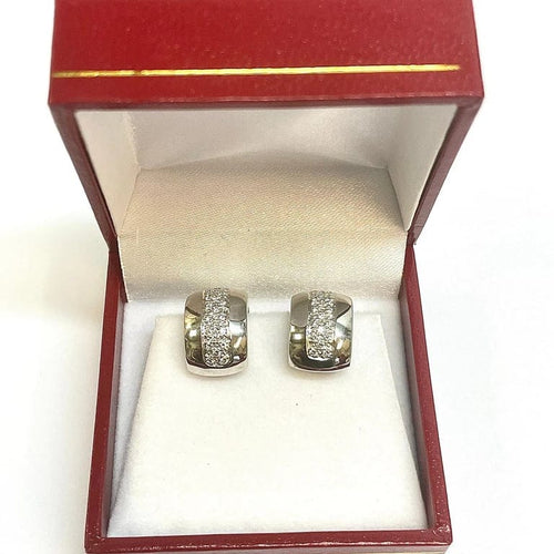 Boucles d'oreilles Boucles d’oreilles mini-créoles en or blanc 18 carats et diamants 58 Facettes