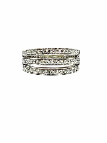 Bague 54 Bague 2 lignes de diamants en or blanc 18 carats 58 Facettes