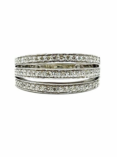 Bague 54 Bague 2 lignes de diamants en or blanc 18 carats 58 Facettes