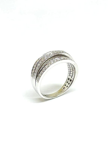 Bague 54 Bague 2 lignes de diamants en or blanc 18 carats 58 Facettes