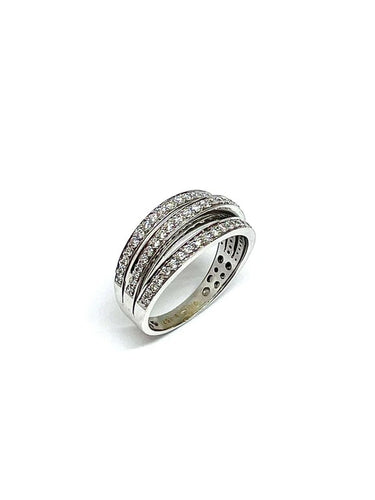 Bague 54 Bague 2 lignes de diamants en or blanc 18 carats 58 Facettes