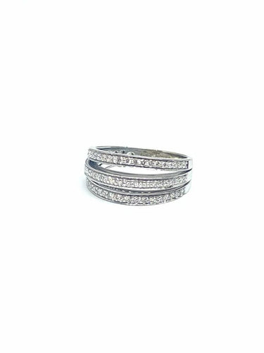 Bague 54 Bague 2 lignes de diamants en or blanc 18 carats 58 Facettes