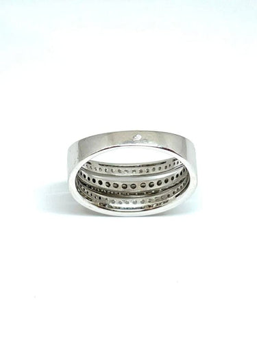 Bague 54 Bague 2 lignes de diamants en or blanc 18 carats 58 Facettes