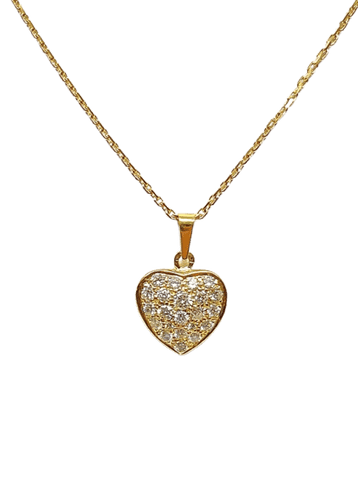 Collier Chaîne et pendentif cœur en or jaune 18 carats et diamants 58 Facettes