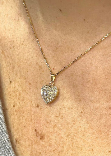 Collier Chaîne et pendentif cœur en or jaune 18 carats et diamants 58 Facettes
