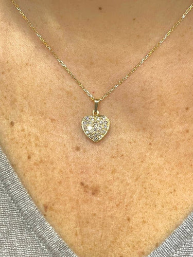 Collier Chaîne et pendentif cœur en or jaune 18 carats et diamants 58 Facettes