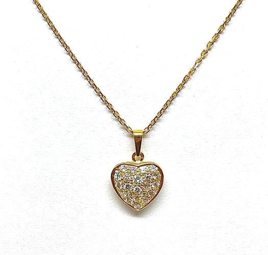 Collier Chaîne et pendentif cœur en or jaune 18 carats et diamants 58 Facettes