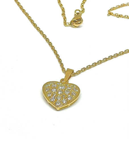 Collier Chaîne et pendentif cœur en or jaune 18 carats et diamants 58 Facettes