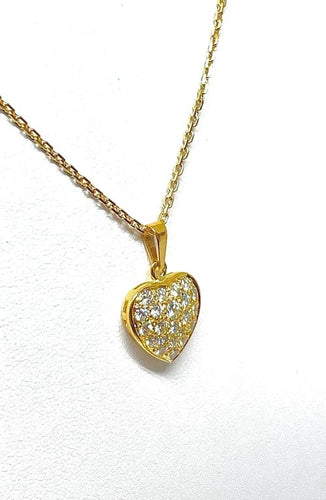 Collier Chaîne et pendentif cœur en or jaune 18 carats et diamants 58 Facettes