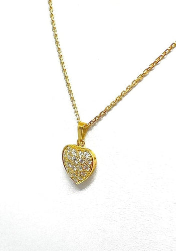 Collier Chaîne et pendentif cœur en or jaune 18 carats et diamants 58 Facettes