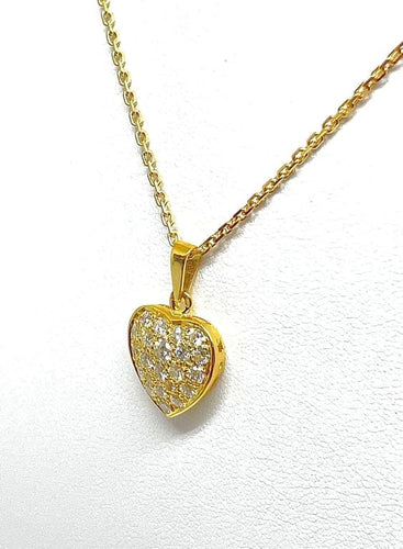 Collier Chaîne et pendentif cœur en or jaune 18 carats et diamants 58 Facettes