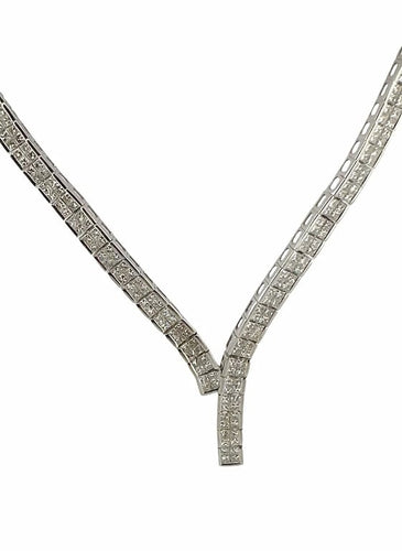 Boucles d'oreilles Parure - Collier et boucles d’oreilles en or blanc 18 carats et diamants 58 Facettes