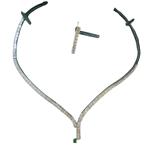 Boucles d'oreilles Parure - Collier et boucles d’oreilles en or blanc 18 carats et diamants 58 Facettes