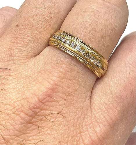 Bague 70 Alliance - Bague en or jaune 18 carats et diamants 58 Facettes