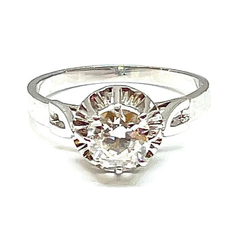 Bague 55 Solitaire - Bague en or blanc 18 carats et platine avec diamant 0,91 ct 58 Facettes
