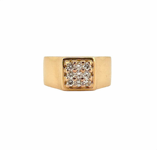 Bague 50 Chevalière - Bague en or jaune et diamants 58 Facettes