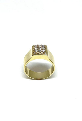 Bague 50 Chevalière - Bague en or jaune et diamants 58 Facettes