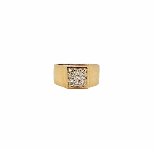 Bague 50 Chevalière - Bague en or jaune et diamants 58 Facettes