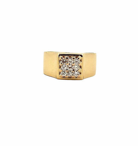 Bague 50 Chevalière - Bague en or jaune et diamants 58 Facettes