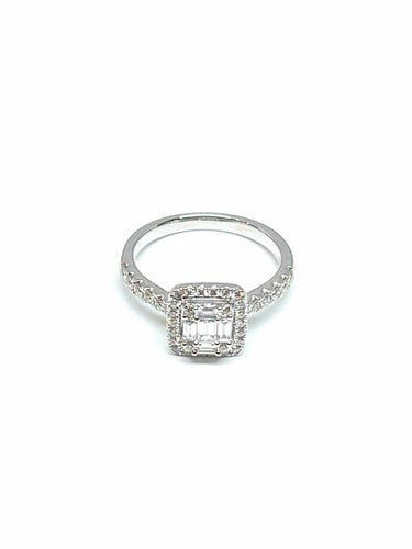 Bague 53 Bague de fiançailles - Diamants en or blanc 18 carats 58 Facettes