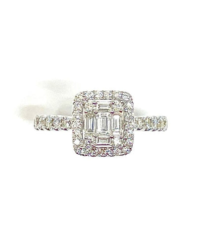 Bague 53 Bague de fiançailles - Diamants en or blanc 18 carats 58 Facettes