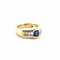Bague 53 Bague solitaire en or jaune 18 carats, saphir et diamants 58 Facettes